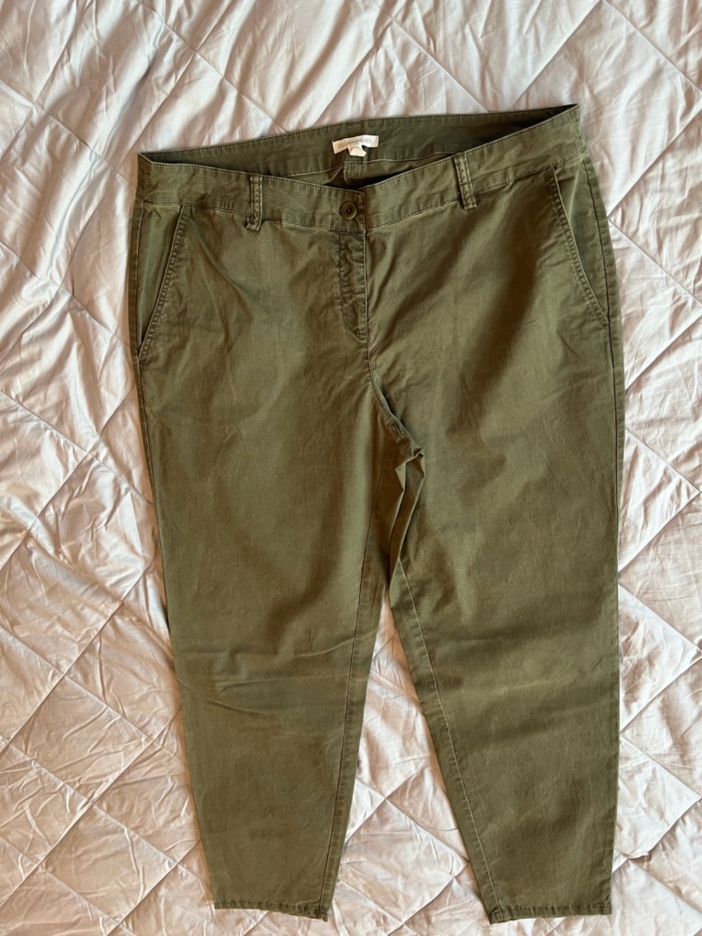 Eileen Fisher Women’s Olive Green Organic Cotton/Tencel Blend skinny Leg Pants